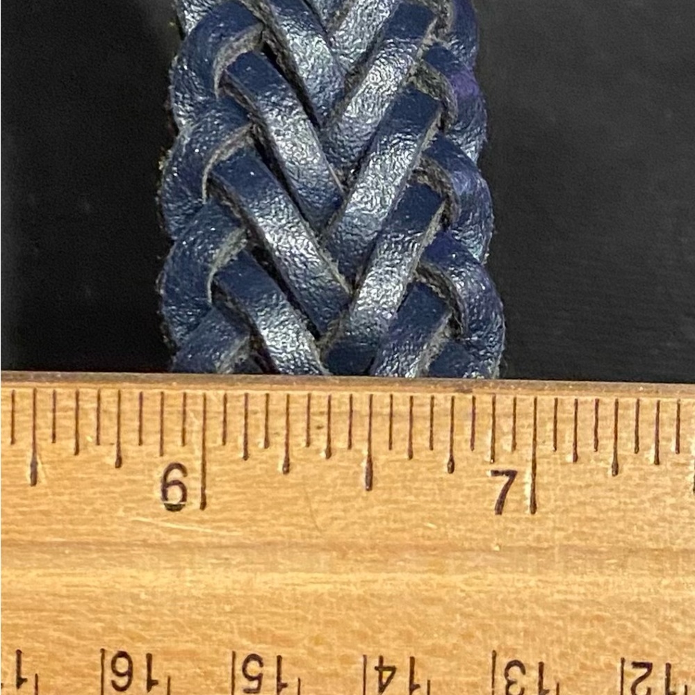 Capezio Blue/Black Leather Braided Belt - Picture 4 of 5